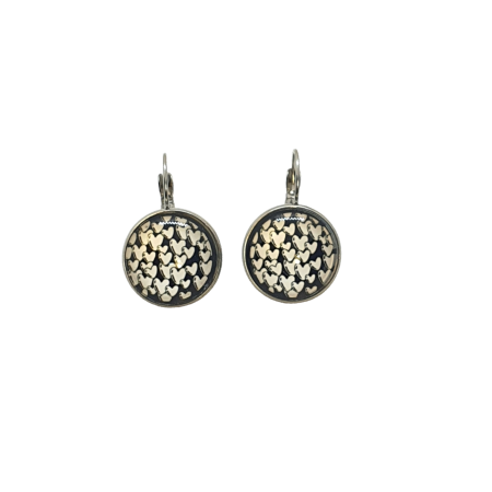 earrings steel silver with black hearts2